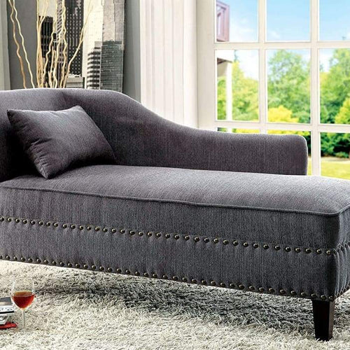 Chaise | Contemporary Style | Gray Linen-Like Fabric Upholstery