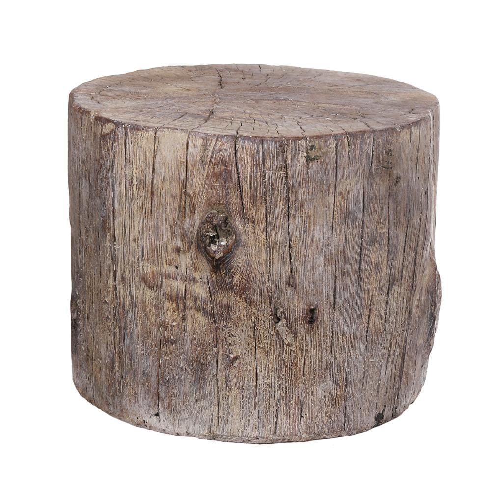 Round Tree Stump Cement Stool Weathered Brown By Casagear Home ABH-1411