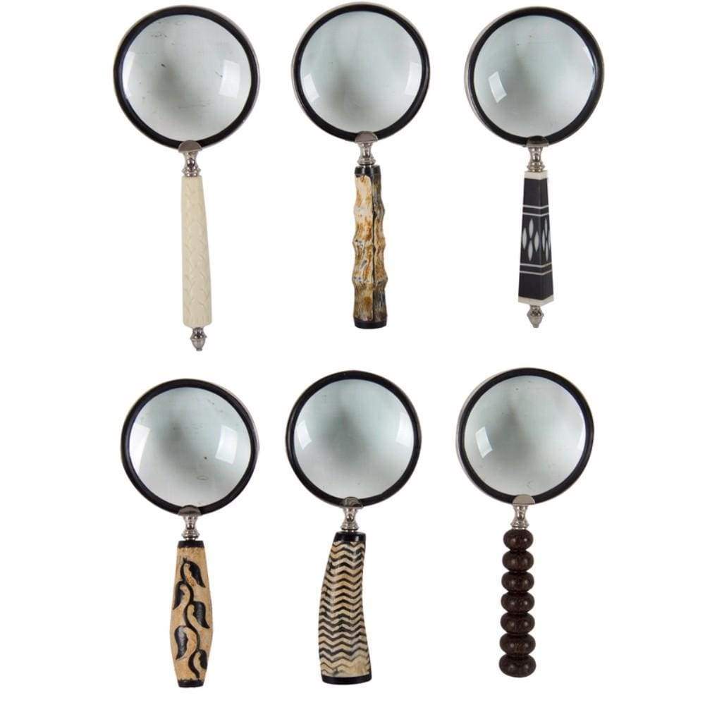 Set of 6 Magnifying Glasses with elegant handle, Multicolor By Casagear Home