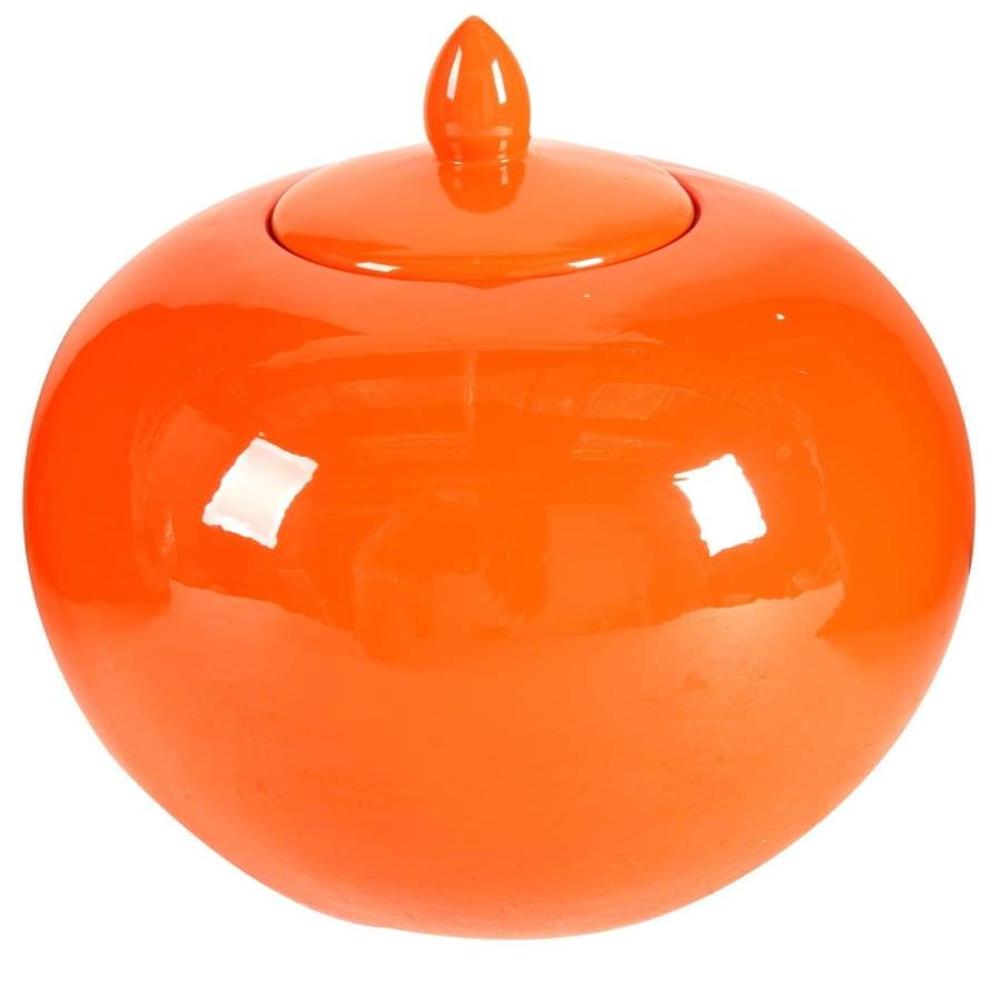 Jar | Round | Ceramic | Lidded | Orange