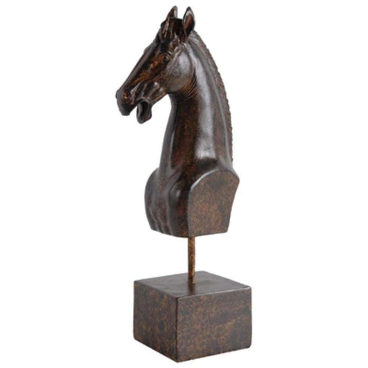 Intriguingly Classic Horse Head on Stand , Brown By Casagear Home