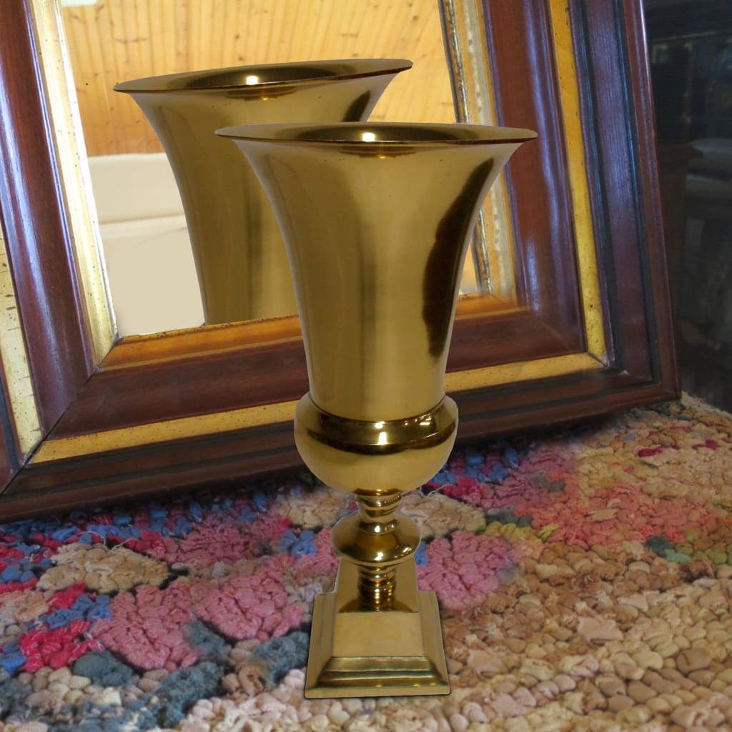 24" Aluminum Vase with Pedestal Base, Gold By Casagear Home