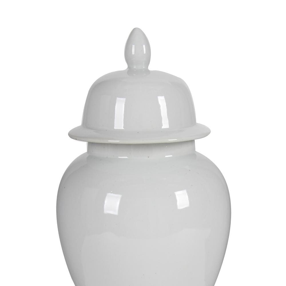 Decorative Porcelain Ginger Jar with Finial Lid Large White By Casagear Home ABH-AV69774