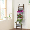5 Tier Wood and Metal Ladder Planter, Brown and Silver By Casagear Home