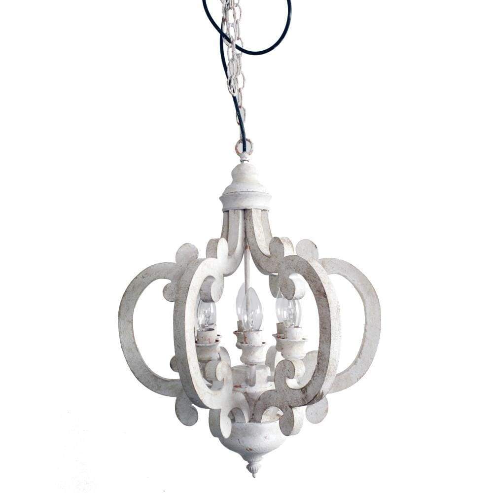 Beautiful Wood Metal Antique Chandelier White ABH-DT38552