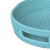 Handcrafted Rattan Lombok Coast Tray In Round Shape Blue ABH-KIH0664