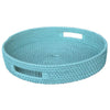 Handcrafted Rattan Lombok Coast Tray In Round Shape Blue ABH-KIH0664