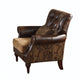 Leather & Fabric Armchair | Includes Pillow | Brown