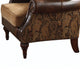 Leather & Fabric Upholstered Armchair With One Pillow Brown By Casagear Home AMF-05497