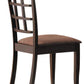 Wood & Fabric Side Chairs With Open Grid Pattern Back, Espresso Brown, Set Of 2