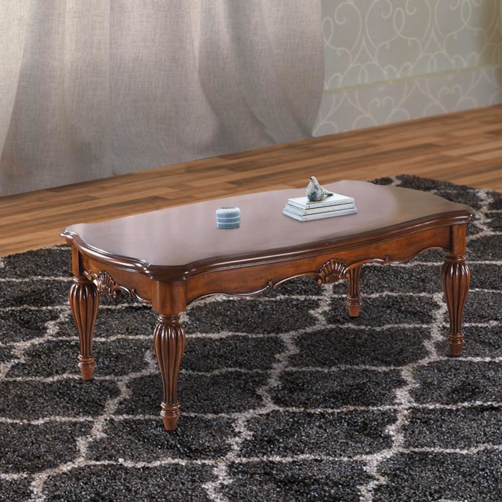 Vintage Coffee Table | Rectangular Top | Fluted Legs | Cherry Brown