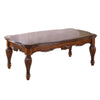 Wooden Coffee Table with Fluted Turned Legs and Carved Design Brown AMF-10290