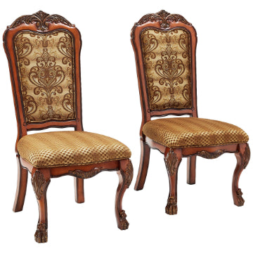 Set of 2 Wooden Side Chair Cherry Oak Brown AMF-12153