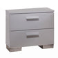 Contemporary Style Wooden Nightstand with Two Drawers and Metal Bracket Legs , White - 22633