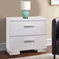 Contemporary Style Wooden Nightstand with Two Drawers and Metal Bracket Legs , White - 22633