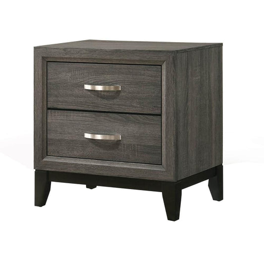 Two Drawer Nightstand With Tapered Feet, Weathered Gray - ACME