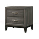 Hayden Nightstand | 2 Drawers | Tapered Feet | Weathered Gray