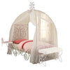 Contemporary Metal Twin Bed with Canopy and Scrolled Work Details, White and Purple By Casagear Home