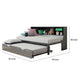 Metal Twin Bed with Bookcase and Rollout Trundle Black and Silver By Casagear Home AMF-37225T