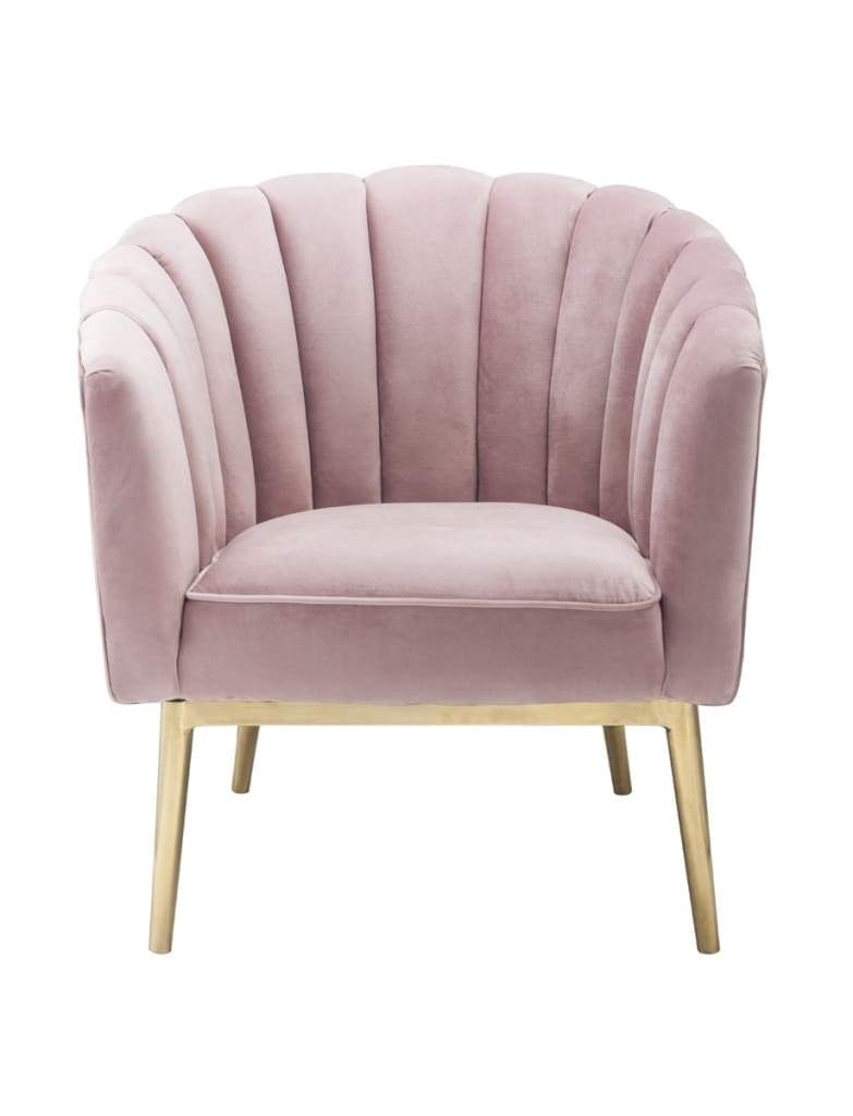 Metal and Fabric Accent Chair with Channel Tufting Pink and Gold - 59814 AMF-59814