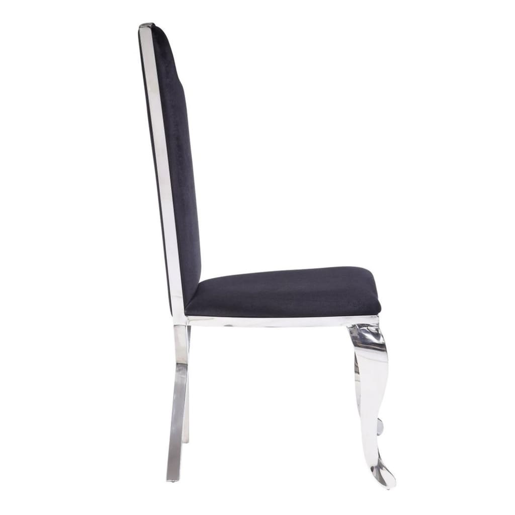 Fabric Upholstered Metal Side Chairs with Asymmetrical Backrest Silver and Black Set of Two - 62079 AMF-62079