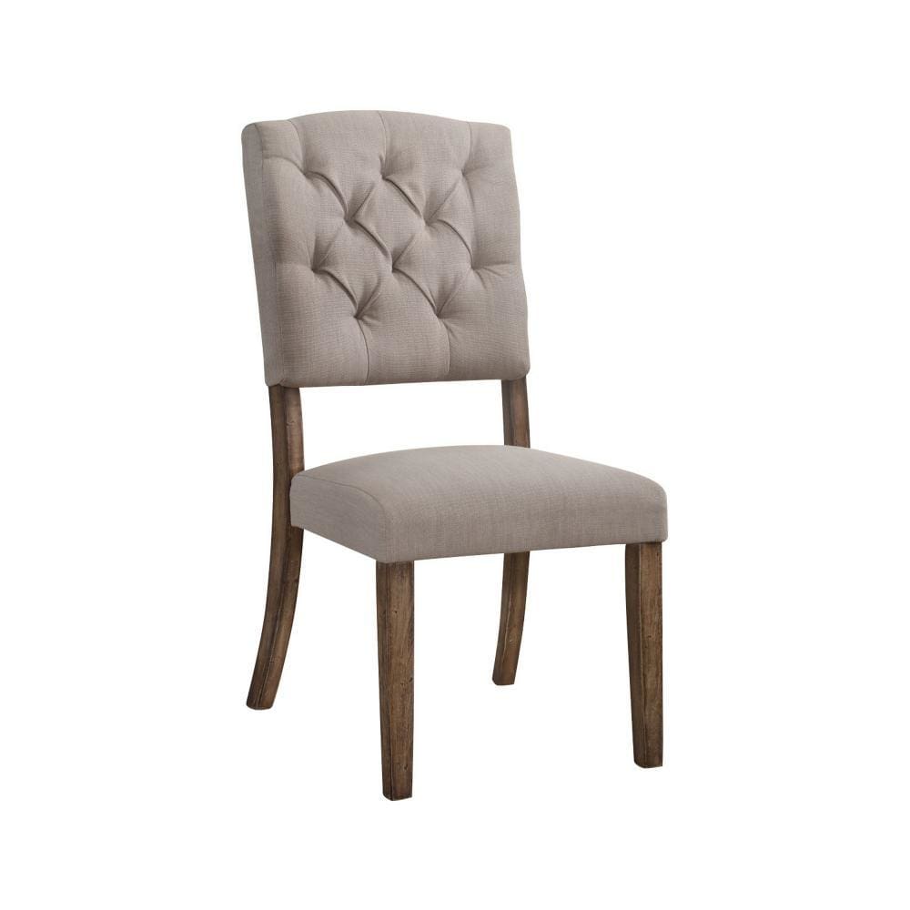 Padded Side Chair with Flared Legs Set of 2 Beige and Brown - 66187 AMF-66187