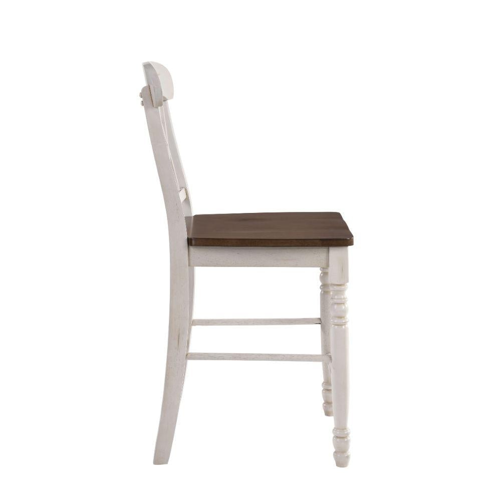 Wood Counter Height Dining Chair Set of 2 White and Brown AMF-70432