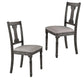 Wooden Side Chairs with Linen Padded Seat and Splat back Design Gray and Beige Set of Two - 71437 AMF-71437