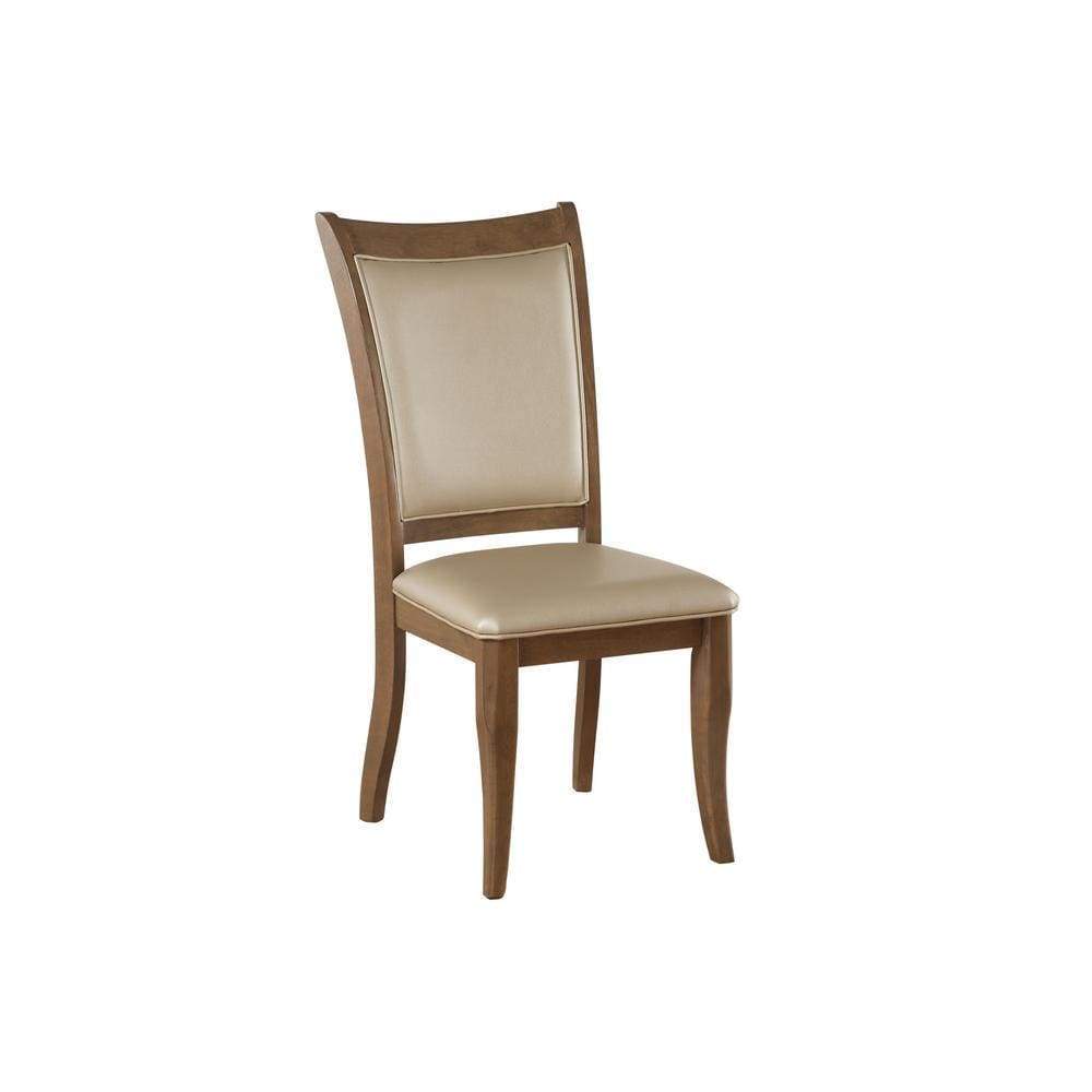 Leatherette Upholstered Wooden Side Chair, Set of 2, Beige and Brown - 71767