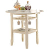 Round Wooden Counter Height Table With Wine Glass Shelf, Cream - ACME