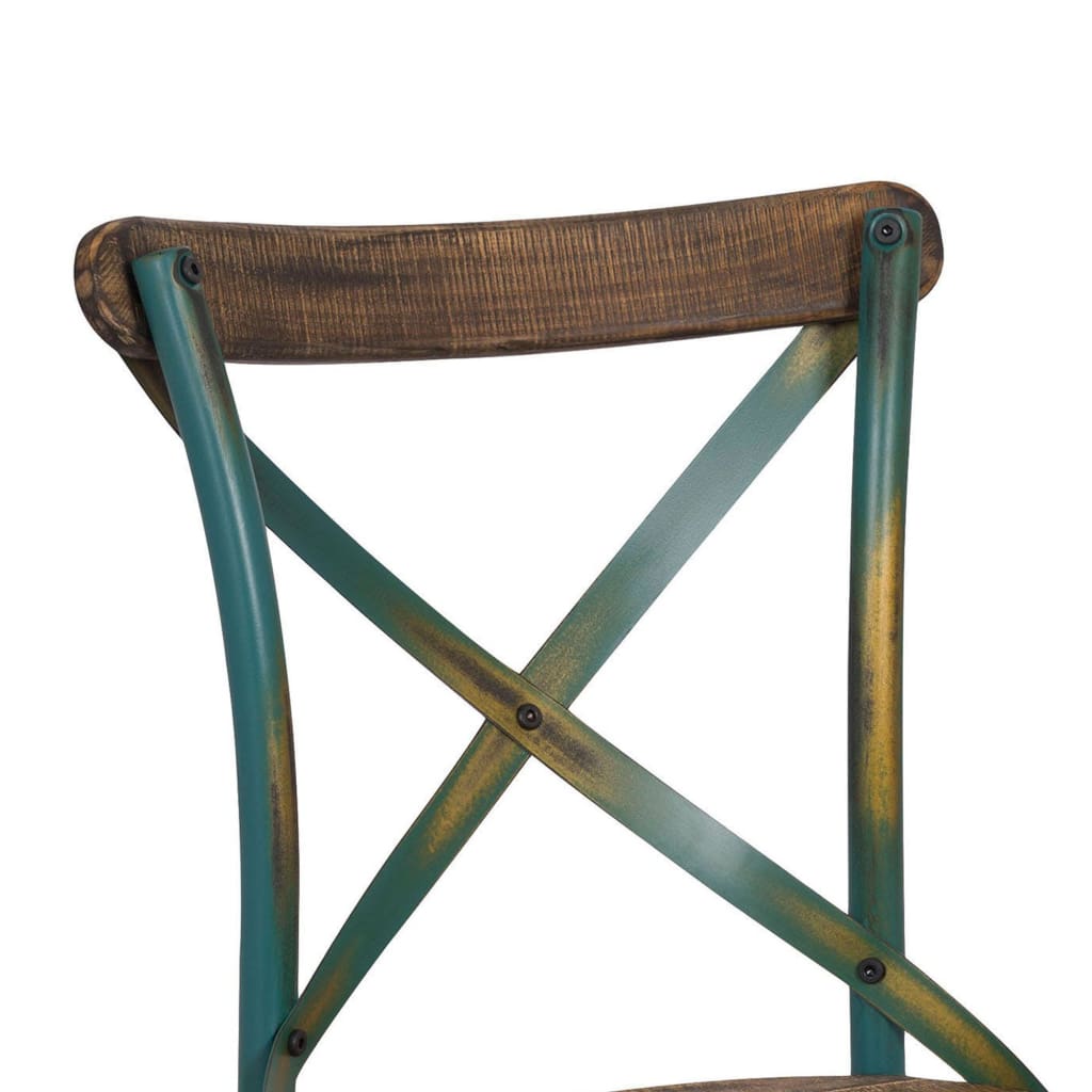 Industrial Style Wooden and Metal Frame Side Chair Brown and Turquoise - ACME AMF-73072