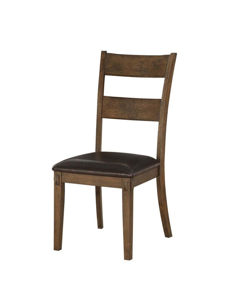 Flared Panel Back Side Chair with Leatherette Seat, Set of 2, Brown By Casagear Home
