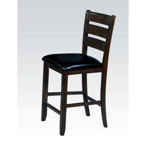 Clarence Counter Height Chair Set of 2 | Faux Leather Seat | Black & Brown