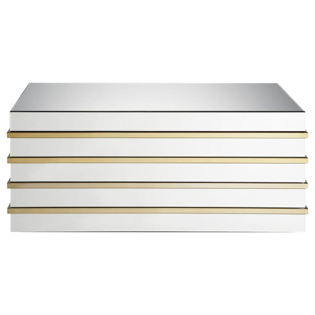 Modern Style Rectangular Metal and Mirror Coffee Table Silver and Gold - ACME AMF-80330