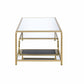 Metal Framed Mirror Coffee Table with Tiered Shelves Gold and Mirror By Benzara AMF-81090