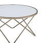 Contemporary Style Round Glass and Metal Coffee Table White and Gold - ACME AMF-81825