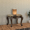 Clairmont End Table | Marble Top | Antique Oak Brown