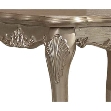 Wooden End Table with Claw Feet and Carved Intricate Motifs,Gold and Silver AMF-83161