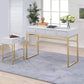 2 Drawer Wooden Desk with Sled Base, White and Gold