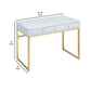 2 Drawer Wooden Desk with Sled Base White and Gold AMF-92312
