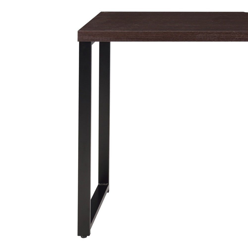 Wooden Writing Desk with Spacious Storage Option Brown and Black By Casagear Home AMF-92388