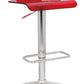 26 Inch Acrylic Adjustable Barstool, Chrome Pedestal Base, Red