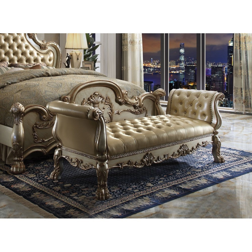 Bench | Wood Frame | Polyurethane Seat | Gold Finish