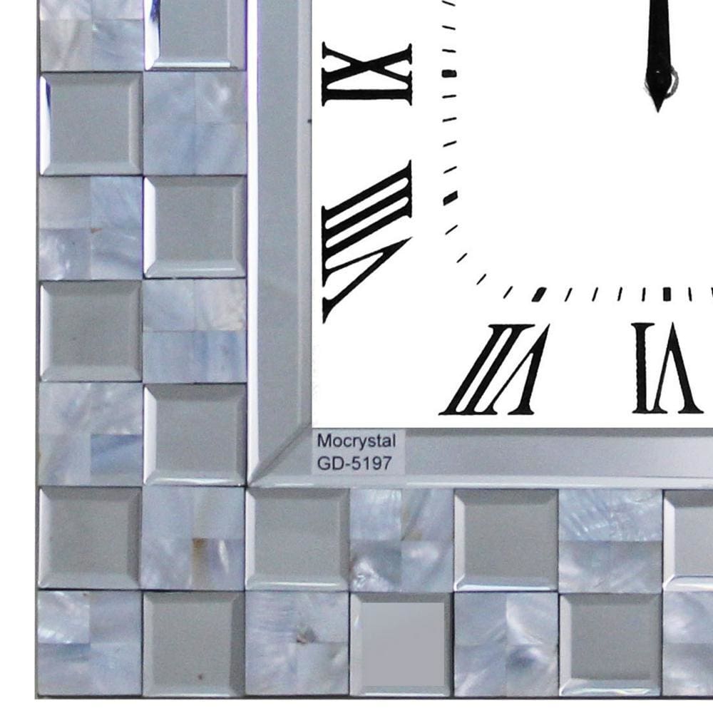 Mirrored Wall Clock with Checkered Pattern Silver AMF-97398
