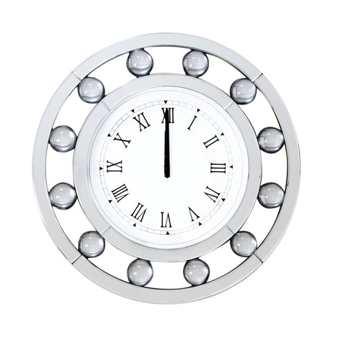 Wall Clock | Round | Mirrored | White Finish