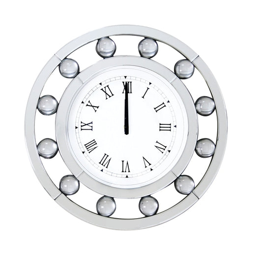 Wall Clock | Round | Mirrored | White Finish