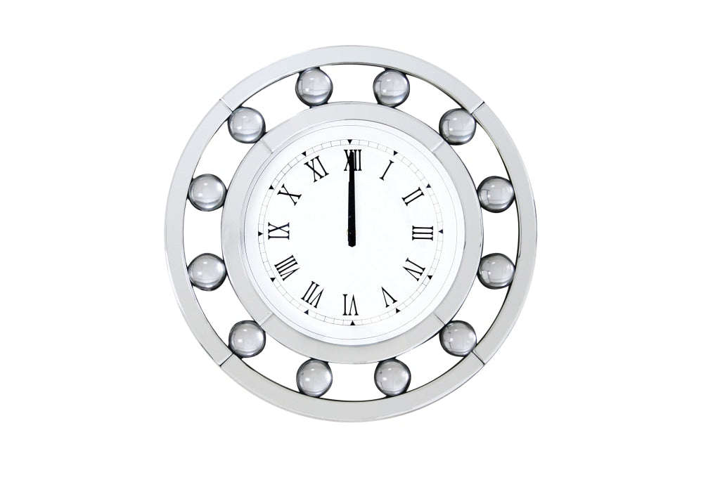 Wall Clock | Round | Mirrored | White Finish