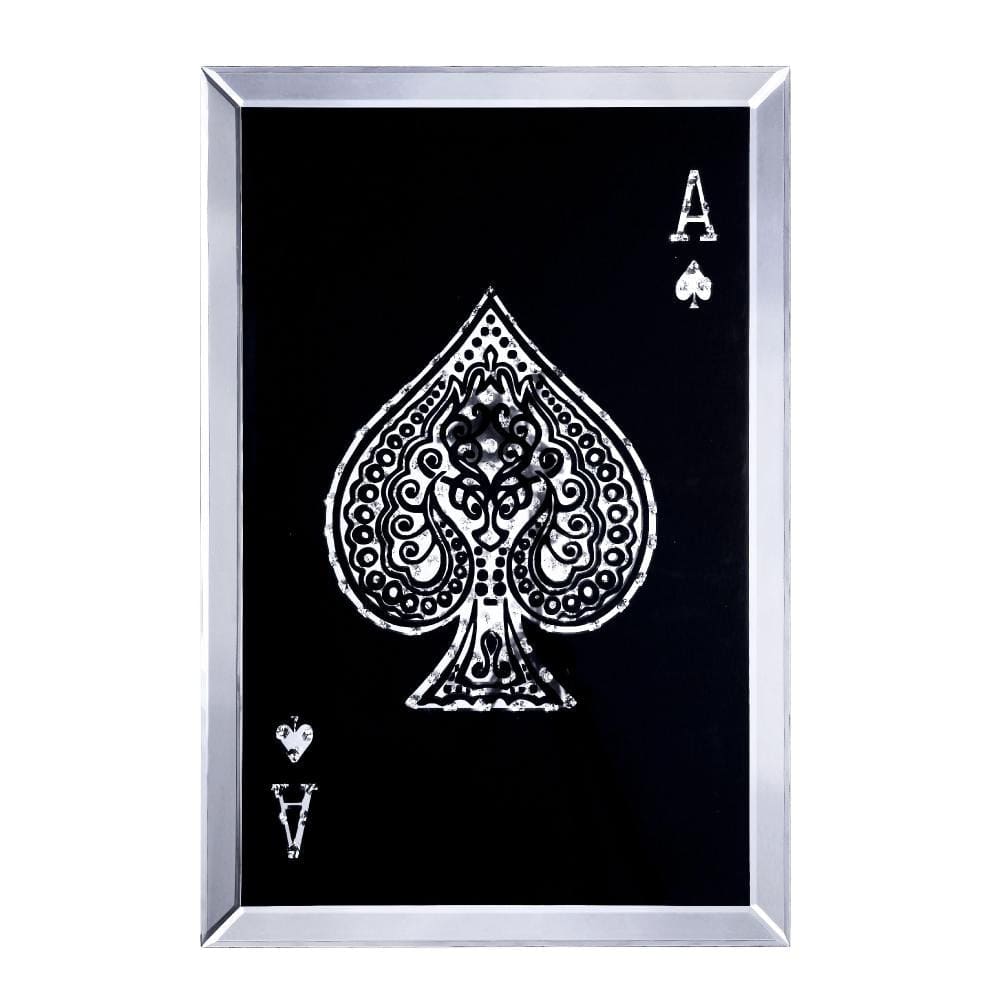 Wood and Mirror Wall Art with Ace Design Black and Clear - 97626 AMF-97626