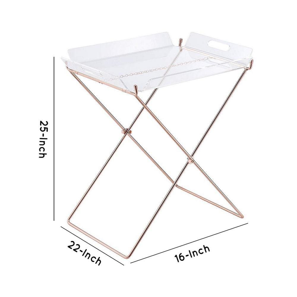 22 Acrylic Tray Table with X Metal Base Copper AMF-98189