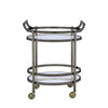 Oval Shaped Metal Serving Cart with 2 Shelves Silver AMF-98190